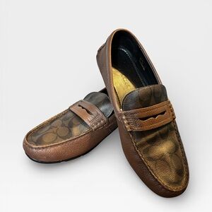 Coach Men's Tan and Brown Slip-On Loafers